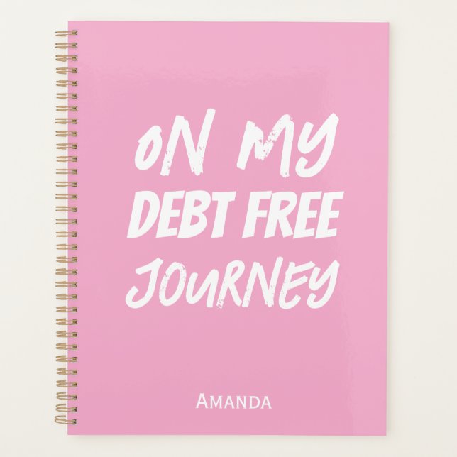 Agenda 'On My Debt Free Journey' Pink Focused Organized (Anverso)