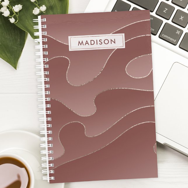 Agenda Ondas Ombre de Oro Rosa Personalizadas (Subido por el creador)