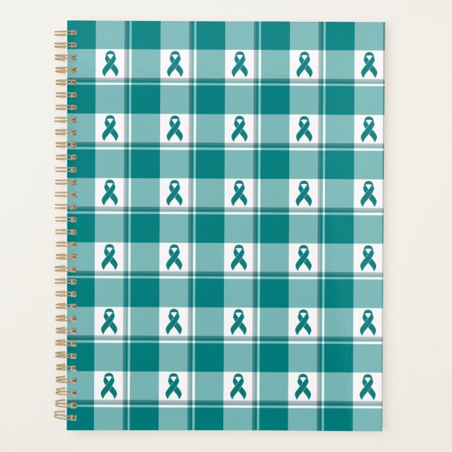 Agenda Oral Cancer Awareness Plaid Teal Ribbon (Anverso)