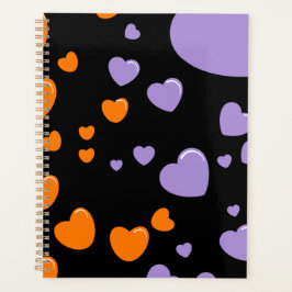 Agenda orange and purple hearts polka dots