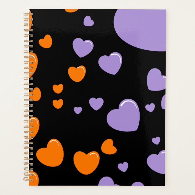 Agenda orange and purple hearts polka dots (Anverso)