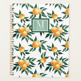 Agenda Orange Citrus Watercolor Monogram Name