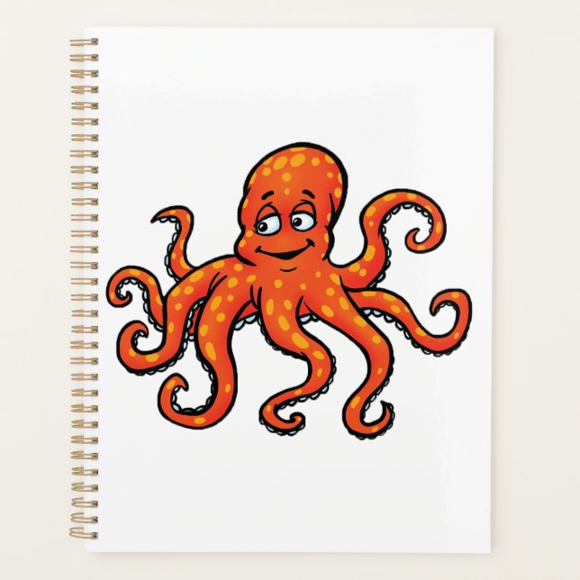 Agenda Orange Octopus Cartoon Ocean Sea Creature (Anverso)