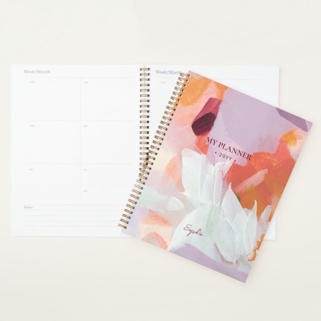 Agenda Orange & Purple | Modern Abstract Art Personalized (Demostración)