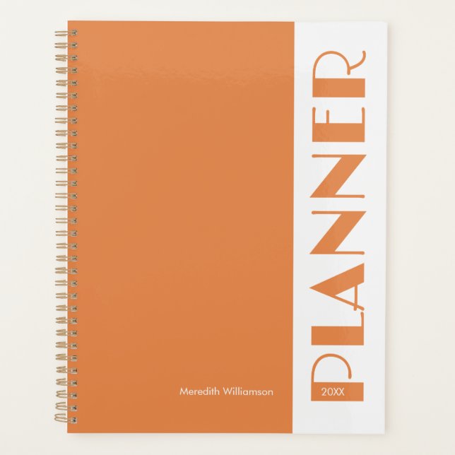 Agenda Orange Vintage Retro Stripe Personalized  Plan (Anverso)