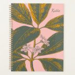 Agenda Organización personalizada de Rubor Botanical Gold<br><div class="desc">Manténgase inspirado y organizado con este elegante planificador sin fecha con una elegante huella botánica en rosa y oro. El diseño flexible permite comenzar a planificar en cualquier momento, lo que lo hace perfecto para estudiantes, profesionales y creativos que necesitan una herramienta elegante y funcional para la fijación de objetivos...</div>