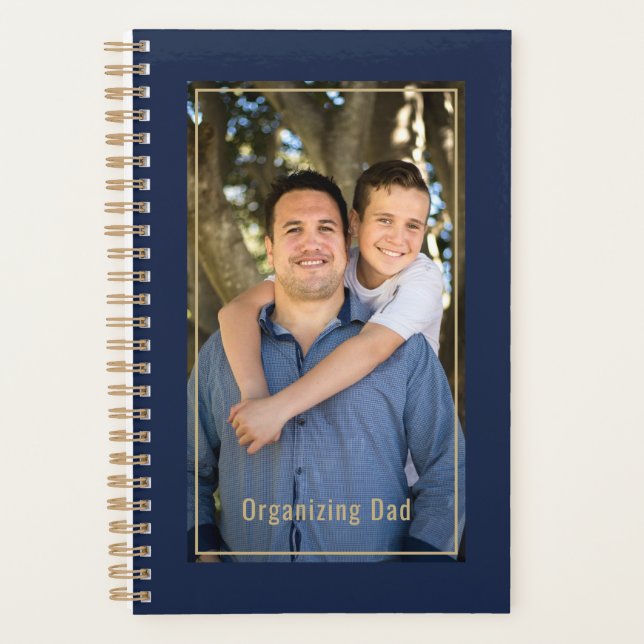 Agenda Organizing Dad Personalized Photo Navy Blue & Gold (Anverso)