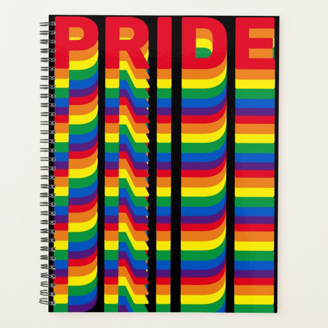 Agenda Orgullo arco iris retro tipografía moderna negro (Anverso)