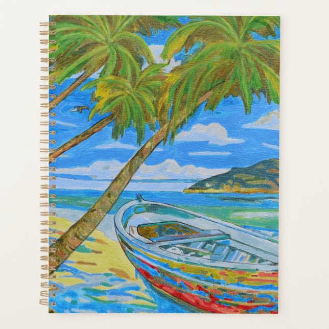 Agenda Orilla tropical con barca  (Anverso)