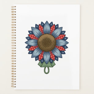Agenda Ornamento de girasol de mezclilla patriótico vinta