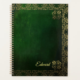 Agenda Ornate Filigree en Green Personalizado
