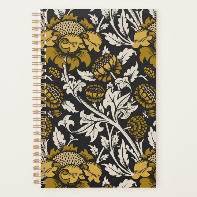 Agenda Ornate floral pattern with large gold flowers  (Anverso)