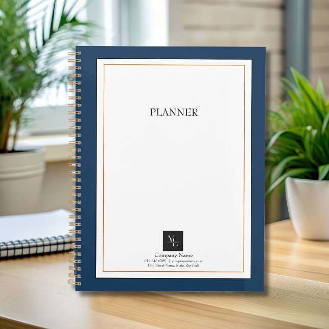 Agenda Oro blanco azul moderno con logotipo de negocios (Subido por el creador)