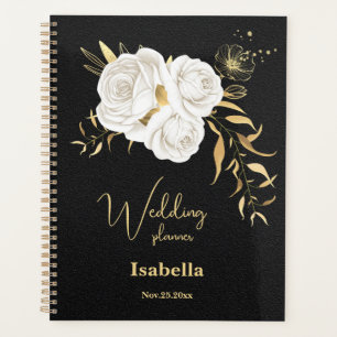 Agenda oro blanco floral boda negro