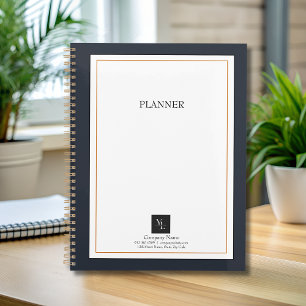 Agenda Oro blanco negro moderno con logotipo de negocios