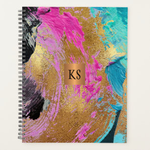 Agenda Oro de cobre de pintura abstracta acrílica monogra