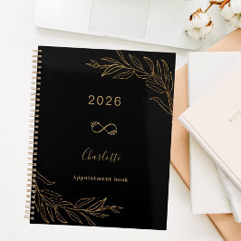 Agenda Oro negro follaje botánico elegante