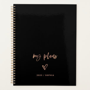Agenda Oro negro y Rosa   Script y corazón casual