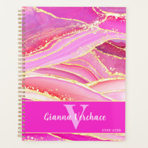 Agenda Oro rosa Geode Mármol cristal Resumen arte