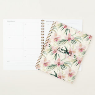 Agenda Orquídea Floral Crema Rubor Rosa  