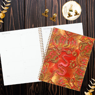 Agenda Orquídea Roja y Dorada Año Nuevo Chino Serpiente