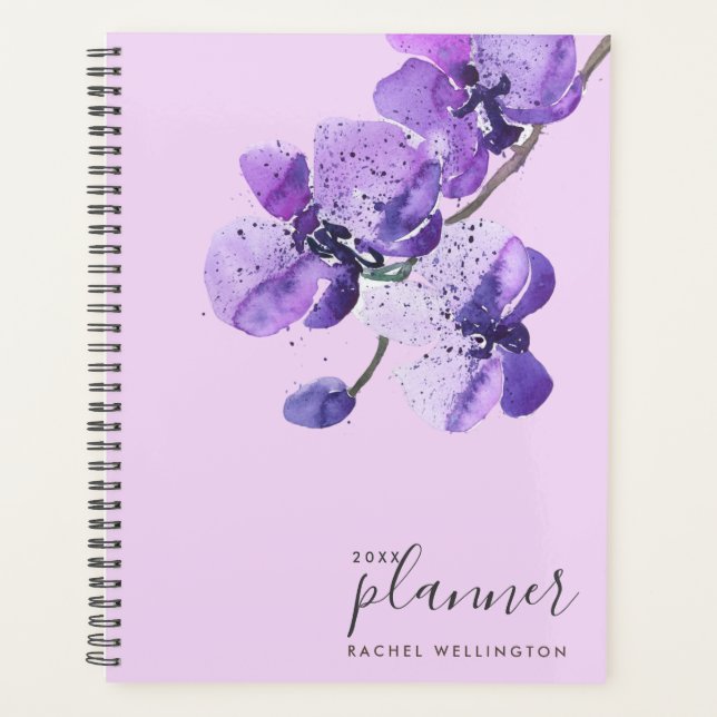 Agenda Orquídeas de acuarela violeta (Anverso)