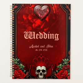 Agenda Oscuridad real, corazón gótico y cráneo.