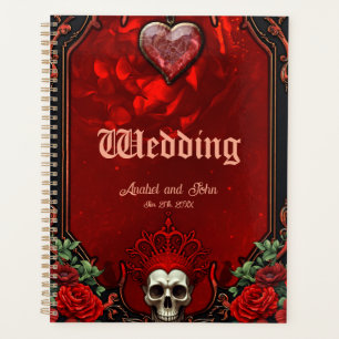 Agenda Oscuridad real, corazón gótico y cráneo.