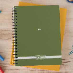 Agenda Oscuro Olive Green Bottom Stripe Spiral Semanal
