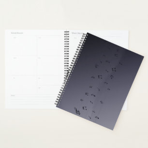 Agenda Oscuro Ombre Musical Notes Gray