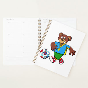 Agenda Oso de fútbol jugando al fútbol en equipo deportiv