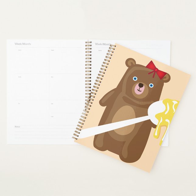 Agenda Oso de Miel Adorable con Cuchara Y Bow Rojo (Subido por el creador)