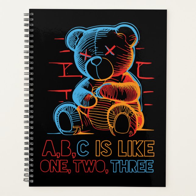 Agenda Oso de peluche ABC de neón (Anverso)