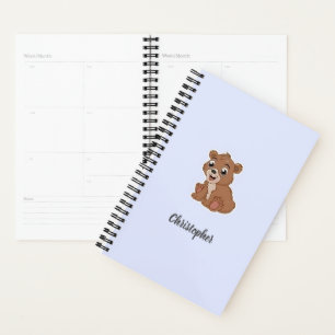 Agenda Oso marrón lindo azul