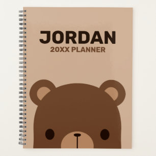 Agenda Oso marrón lindo con plan de nombre personalizado