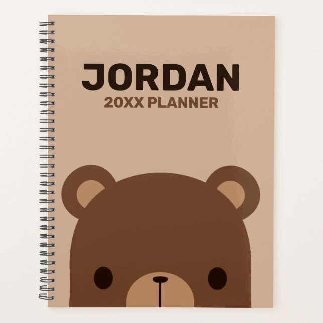 Agenda Oso marrón lindo con plan de nombre personalizado (Anverso)
