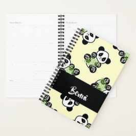 Agenda Oso panda con hojas verdes de bambú