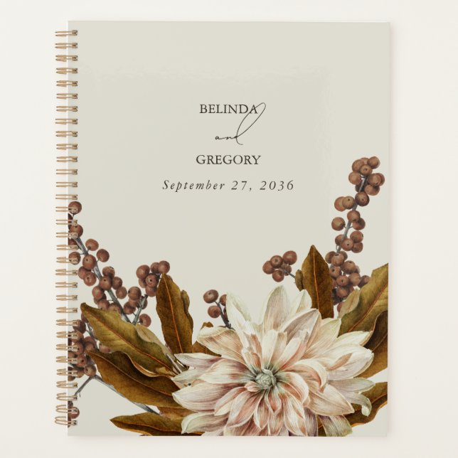 Agenda Otoño Floral Tones de tierra acuarela Boda otoño (Anverso)