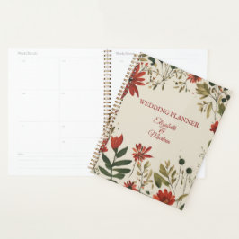 Agenda Otoño Rústico Sage Green & Burgundy Red Floral