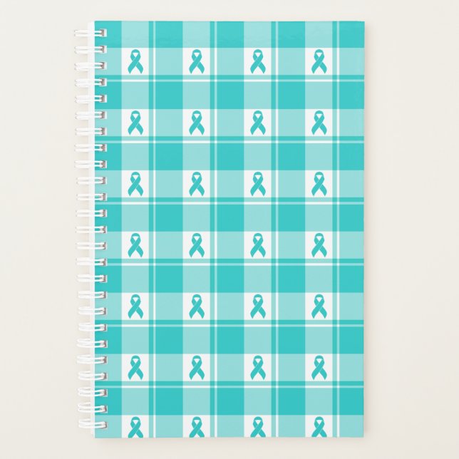 Agenda Ovarian Cancer Awareness Plaid Planner, Teal (Anverso)