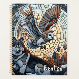 Agenda Owl y Wolf Mosaic Ai Art Personalizados