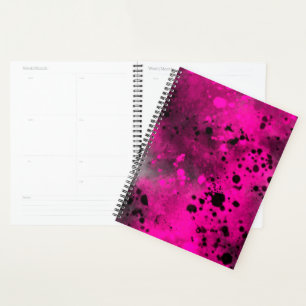 Agenda Paint Splatt Effect rosa y negro