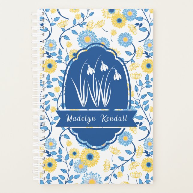 Agenda Painted Blue & Yellow Custom Monogram Name (Anverso)