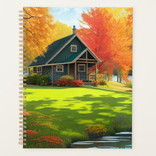 Agenda Paisaje con lago y cabaña-46556