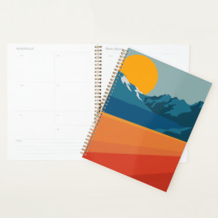 Agenda Paisaje de montaña Retro Naranja Azul