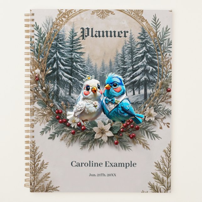 Agenda Paisaje invernal con una linda pareja de bodas de  (Anverso)