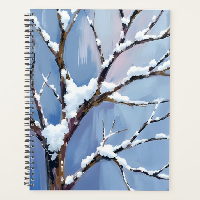 Agenda Paisaje Invernal Ramas de Árbol Nevadas Pintadas (Anverso)