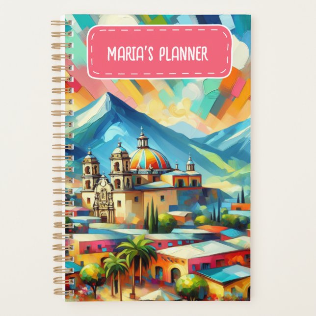 Agenda Paisaje mexicano con nombre personalizado (Anverso)