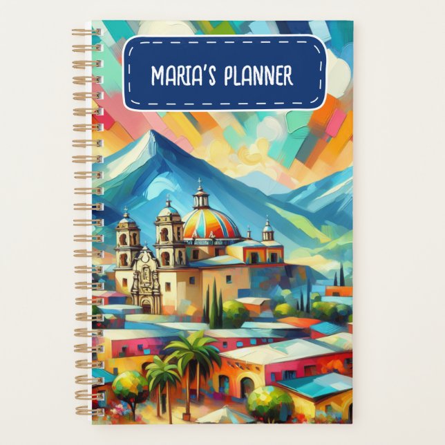 Agenda Paisaje mexicano con nombre personalizado (Anverso)