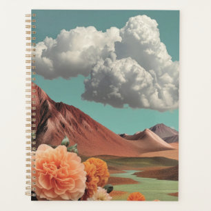 Agenda Paisaje montañoso floral surrealista con nubes dra